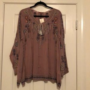 NWT Johnny Was Embroidered Tunic in Cupra Rayon Size XXL